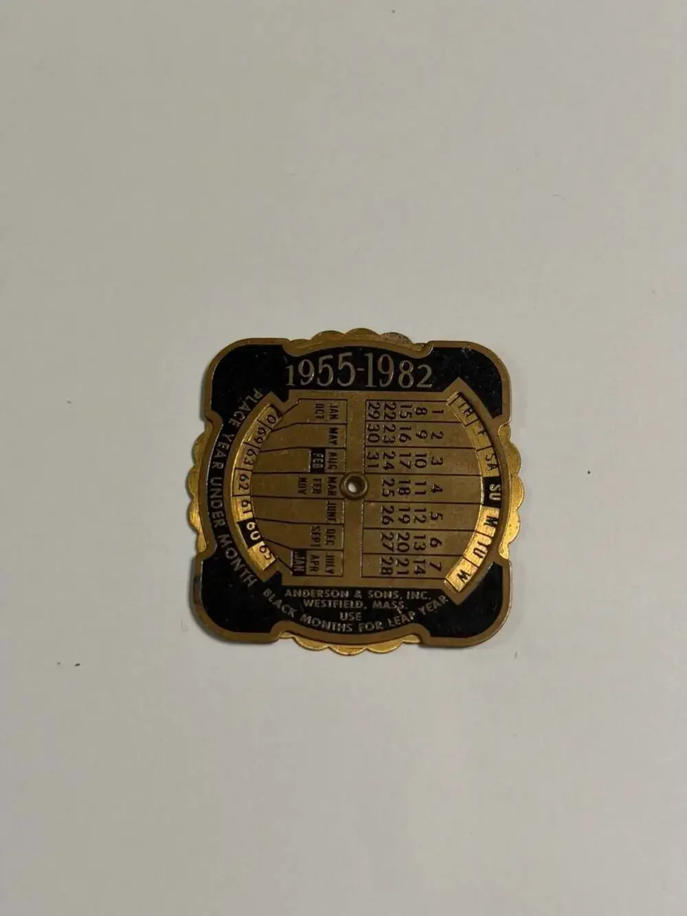 Vintage Indiana Gear Works 1955-1982 Perpetual Calendar Brass Token